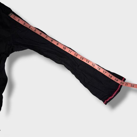 OndadeMar Black Tunic Top Size M Embroidered Boho Paisley Cover Up Long Sleeve - Picture 5 of 8